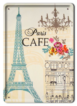 CAFE PARIS METALOWY SZYLD OBRAZEK VINTAGE #02416