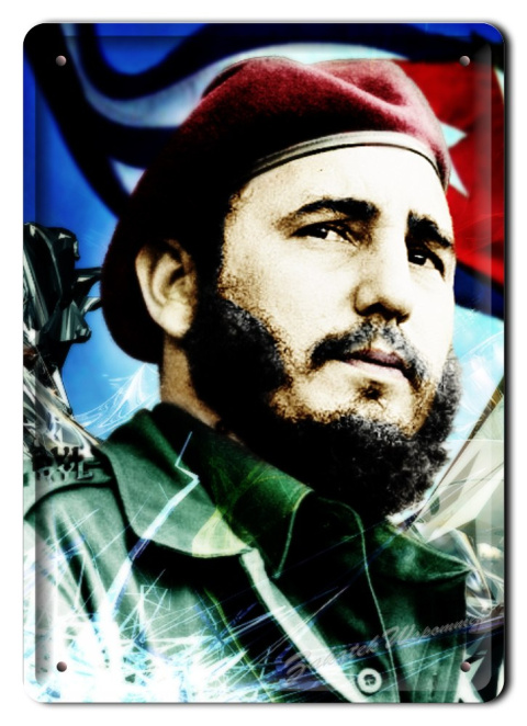 FIDEL CASTRO METALOWY SZYLD OBRAZEK VINTAGE #01986