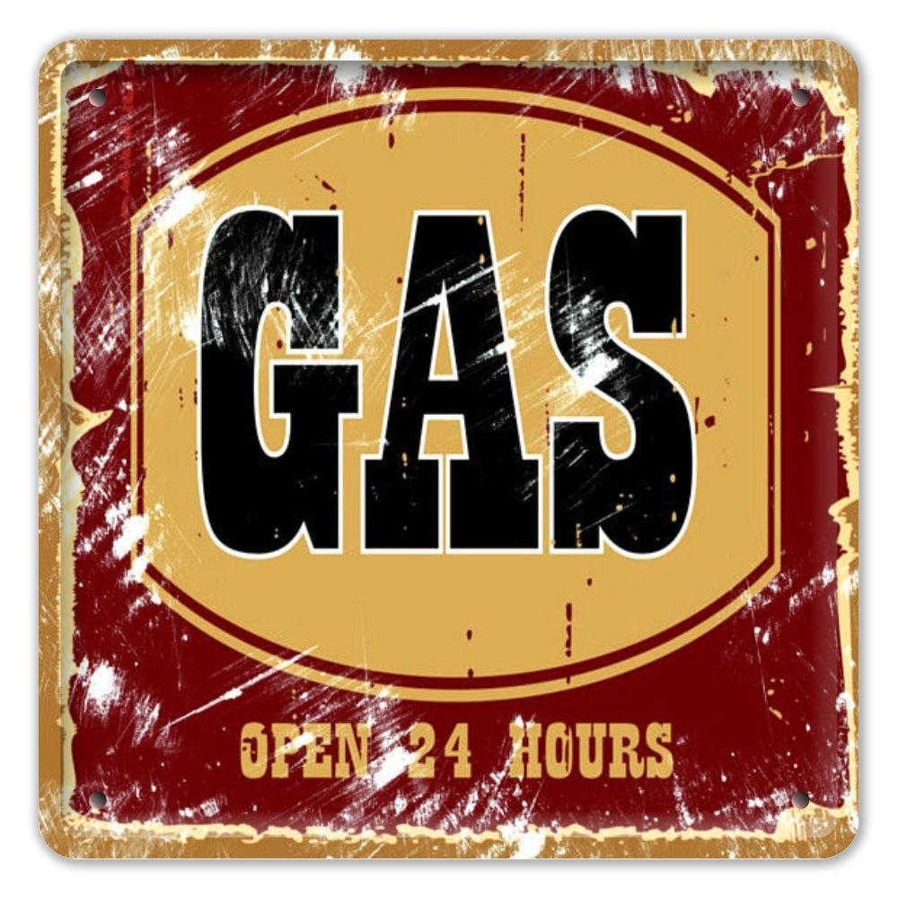 GAS OPEN 24 METALOWY SZYLD PLAKAT RETRO #07050