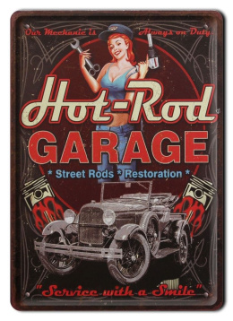 HOT ROD GARAGE METALOWY SZYLD PLAKAT RETRO #07015