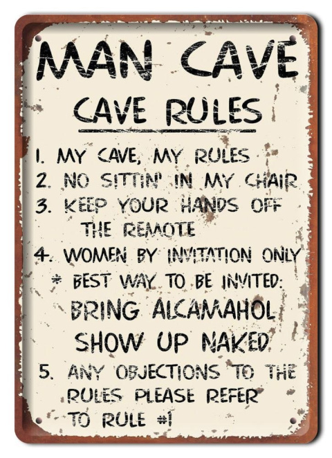 CAVE RULES METALOWY SZYLD VINTAGE RETRO #08182