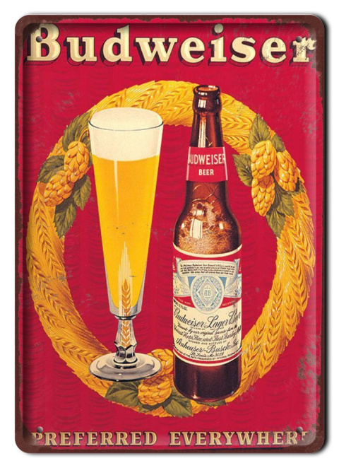 PIWO BUDWEISER METALOWY SZYLD PLAKAT RETRO #08373