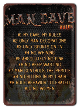 MAN CAVE RULES METALOWY SZYLD VINTAGE #09128