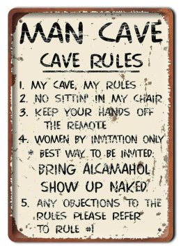 CAVE RULES METALOWY SZYLD VINTAGE RETRO #09759