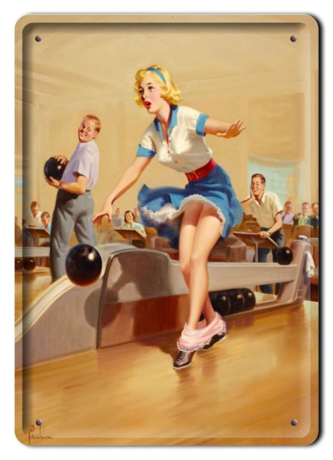 BOWLING METALOWY SZYLD VINTAGE RETRO #09832