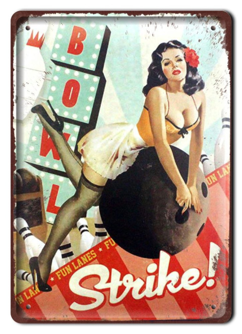 BOWLING METALOWY SZYLD PLAKAT RETRO VINTAGE #09855