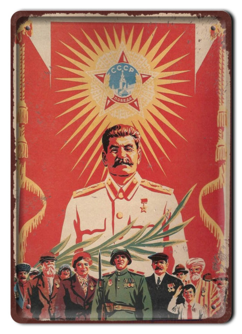 ZSRR STALIN PLAKAT METALOWY SZYLD RETRO VINTAGE #10947