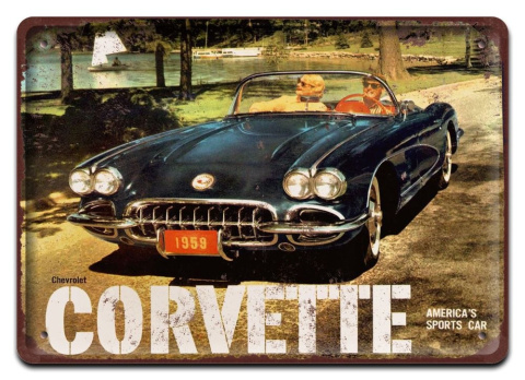 CORVETTE PLAKAT METALOWY SZYLD RETRO VINTAGE #11058