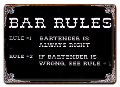 BAR RULES METALOWY SZYLD PLAKAT VINTAGE RETRO #00488