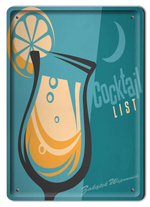 COCKTAIL METALOWY SZYLD OBRAZEK VINTAGE #03855