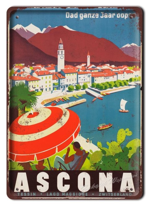 ASCONA METALOWY SZYLD PLAKAT VINTAGE RETRO #05765