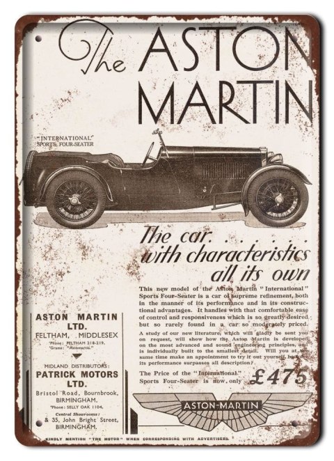 ASTON MARTIN PLAKAT METALOWY SZYLD RETRO #11025