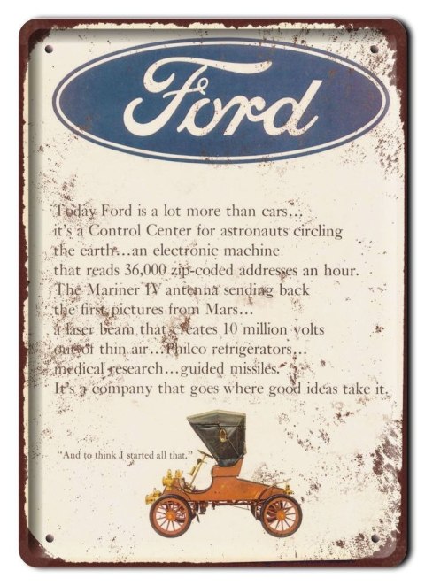 AUTO FORD PLAKAT METALOWY SZYLD RETRO VINTAGE #11053