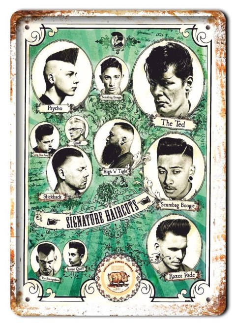 BARBER PLAKAT METALOWY SZYLD OBRAZEK RETRO #12677
