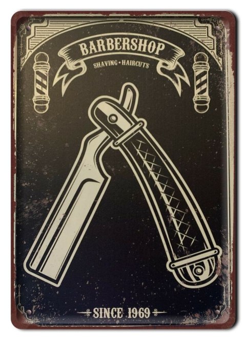 BARBER PLAKAT METALOWY SZYLD OBRAZEK RETRO #20045