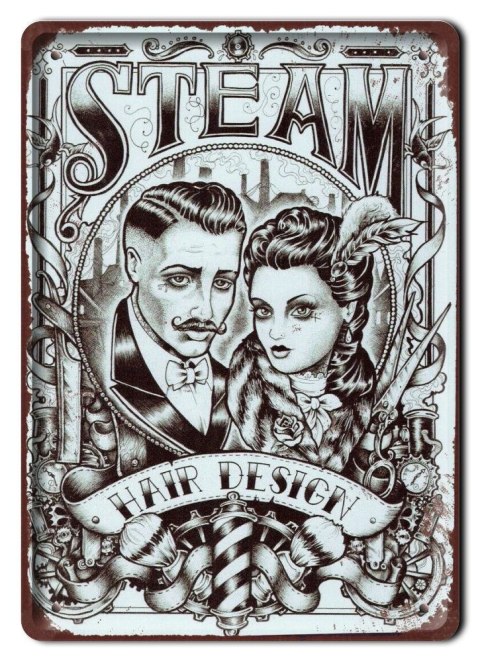 BARBER PLAKAT METALOWY SZYLD OBRAZEK RETRO #20053