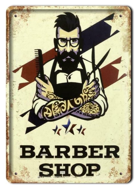 BARBER PLAKAT METALOWY SZYLD RETRO VINTAGE #11136