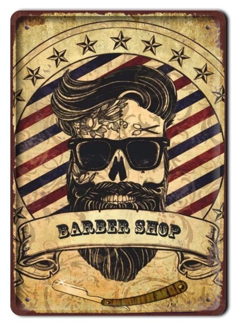 BARBER SHOP METALOWY SZYLD PLAKAT RETRO #08759