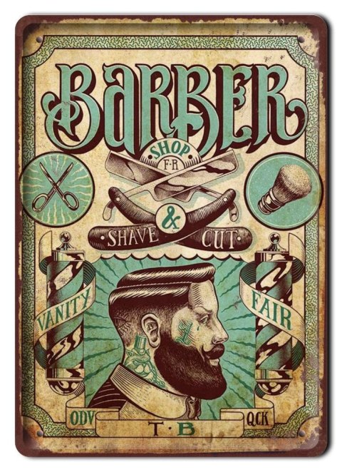 BARBER SHOP METALOWY SZYLD PLAKAT RETRO #08771