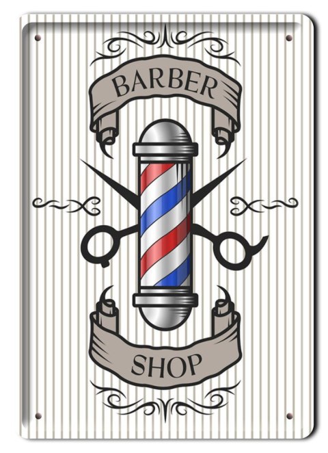 BARBER SHOP METALOWY SZYLD VINTAGE RETRO #09440