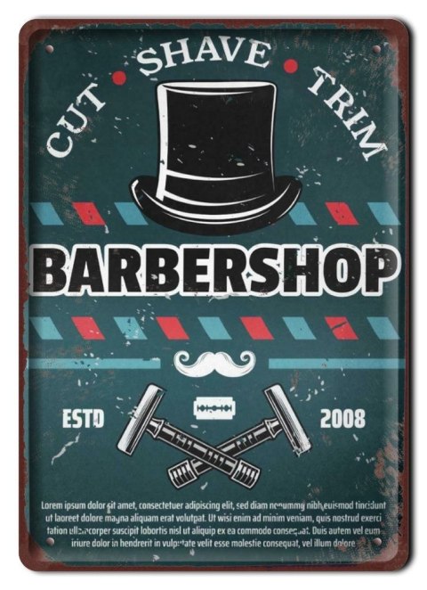 BARBERSHOP PLAKAT METALOWY SZYLD RETRO #20243