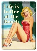 BEACH METALOWY SZYLD PLAKAT VINTAGE RETRO #07395