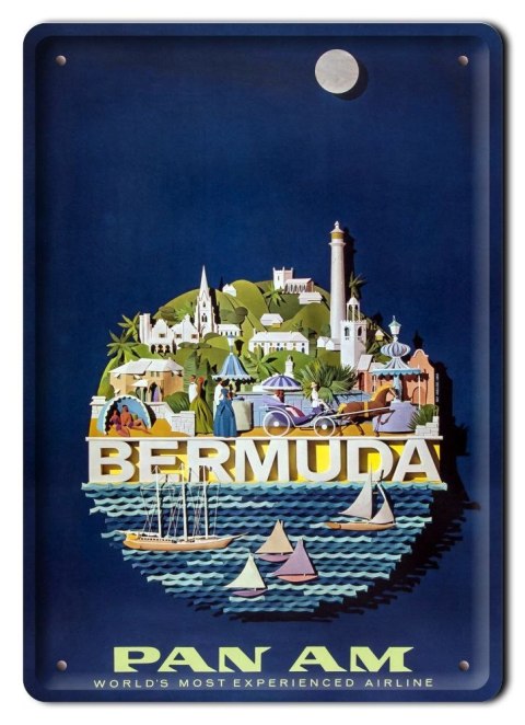 BERMUDY PAN AM METALOWY SZYLD PLAKAT RETRO #08193