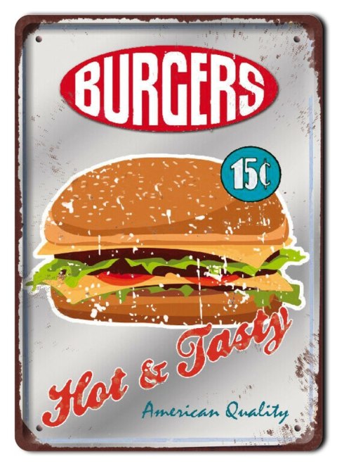 BURGERS METALOWY SZYLD PLAKAT RETRO #11892