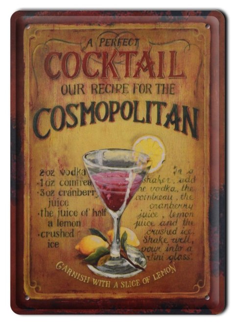 COCTAIL METALOWY SZYLD PLAKAT VINTAGE RETRO #00368