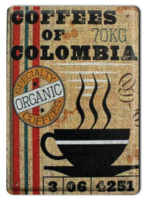 COLOMBIA KAWA METALOWY SZYLD PLAKAT RETRO #01079