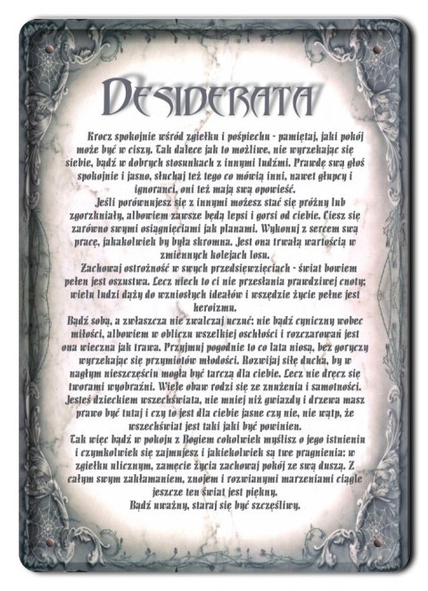 DEZYDERATA METALOWY SZYLD PLAKAT RETRO #12531