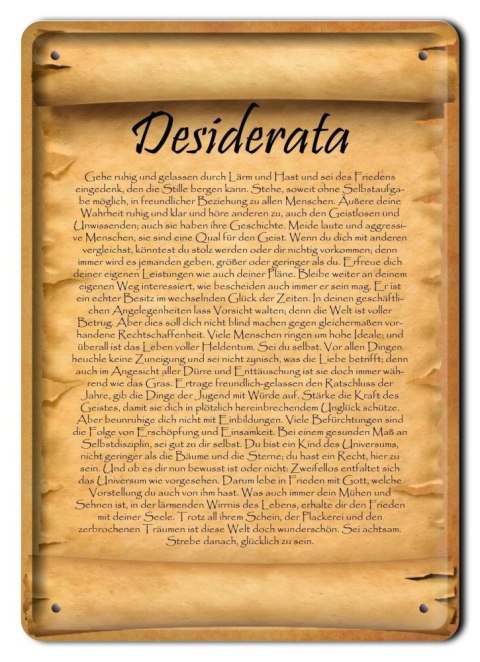 DEZYDERATA PLAKAT METALOWY SZYLD RETRO #20123