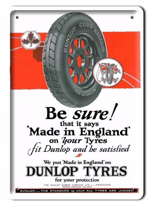 DUNLOP PLAKAT METALOWY SZYLD TABLICZKA RETRO #07977