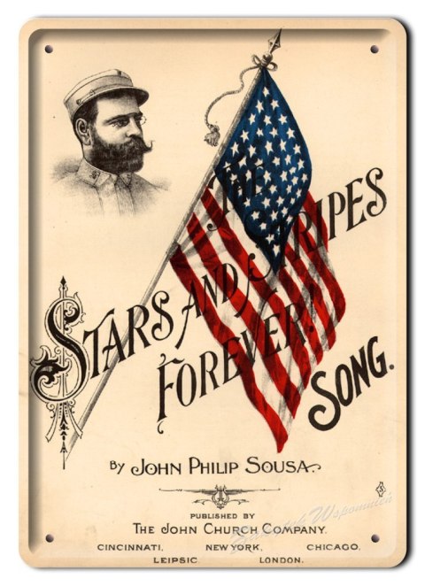 FLAGA USA METALOWY SZYLD PLAKAT VINTAGE #01611