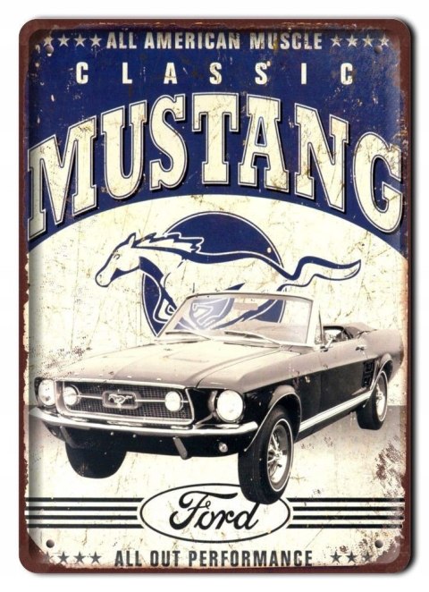 FORD MUSTANG METALOWY SZYLD PLAKAT RETRO #07615