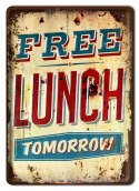 FREE LUNCH METALOWY SZYLD PLAKAT RETRO #07102