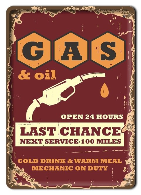 GAS AUTO GARAŻ METALOWY SZYLD PLAKAT RETRO #07593
