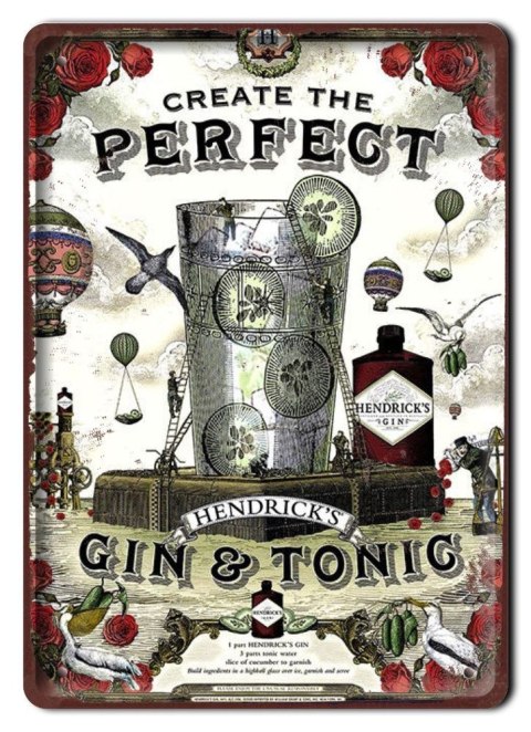 GIN & TONIC METALOWY SZYLD PLAKAT RETRO #08723