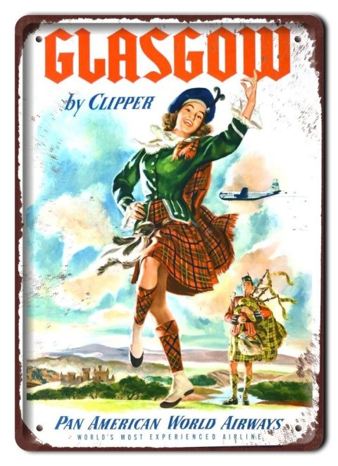 GLASGOW METALOWY SZYLD PLAKAT RETRO VINTAGE #07625