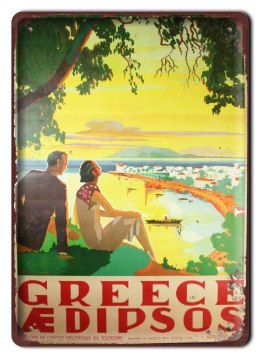 GRECJA METALOWY SZYLD OBRAZEK VINTAGE RETRO #09545