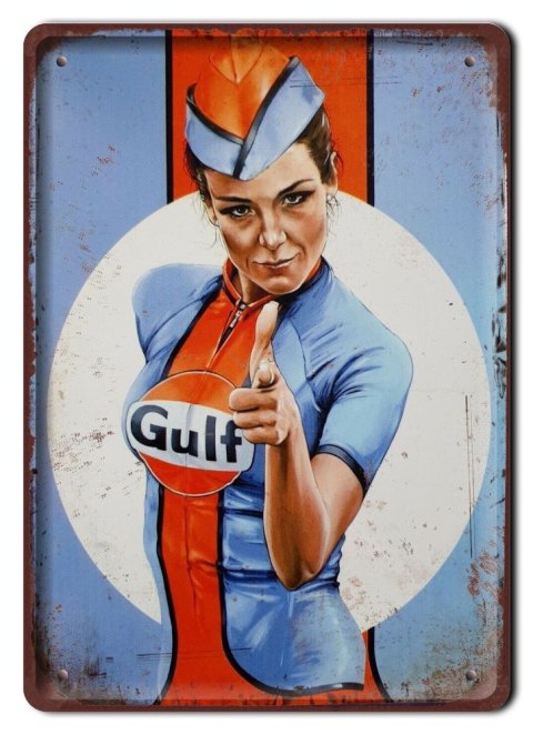 GULF PLAKAT METALOWY SZYLD OBRAZEK RETRO #20105