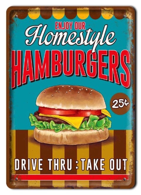HOMESTYLE HAMBURGERS METALOWY SZYLD RETRO #07374