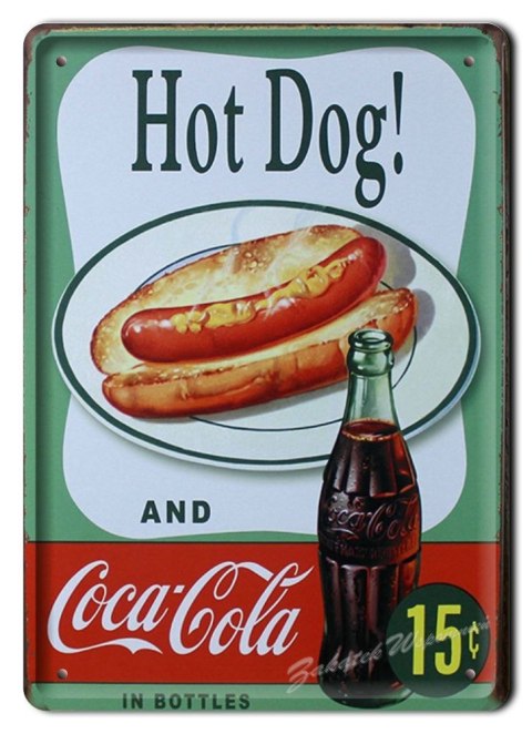 HOT DOG COCA COLA METALOWY SZYLD RETRO #04879
