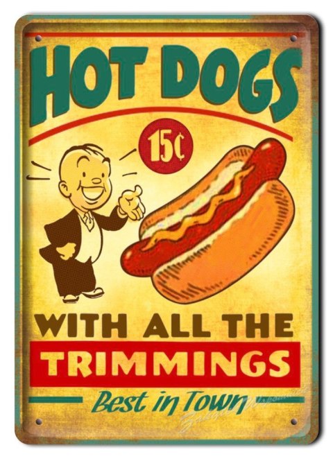HOT DOGS METALOWY SZYLD PLAKAT OBRAZEK RETRO #03357