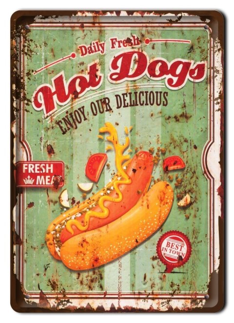 HOT DOGS METALOWY SZYLD RETRO PLAKAT VINTAGE #10080