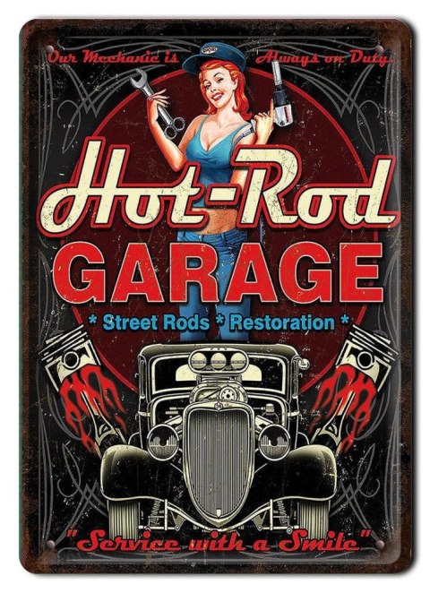 HOT-ROD GARAŻ METALOWY SZYLD PLAKAT RETRO #07382