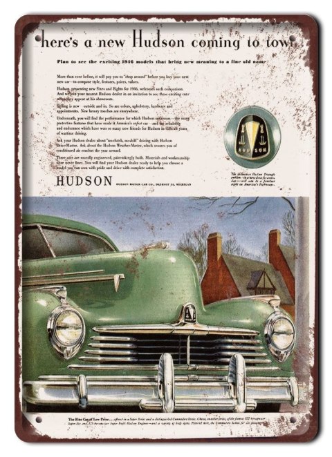 HUDSON PLAKAT METALOWY SZYLD RETRO VINTAGE #11094