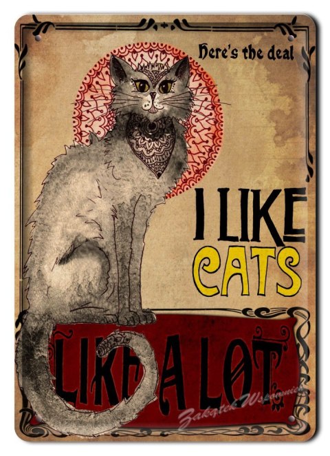 I LIKE CATS METALOWY SZYLD OBRAZEK VINTAGE #01666