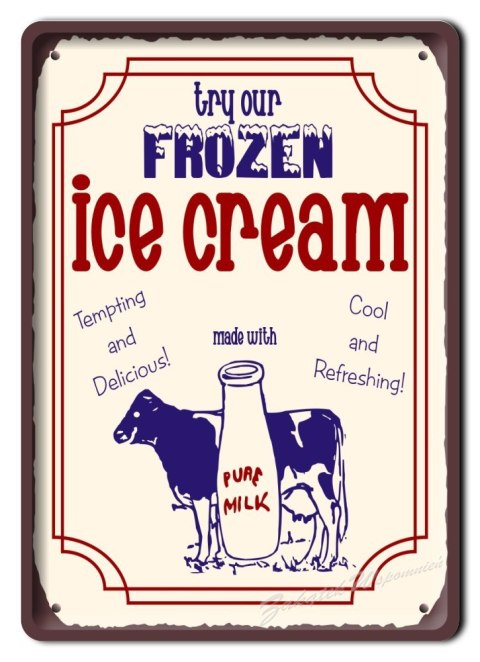 ICE CREAM LODY METALOWY SZYLD OBRAZEK RETRO #02353