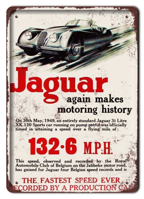 JAGUAR PLAKAT METALOWY SZYLD OBRAZEK VINTAGE RETRO #05735